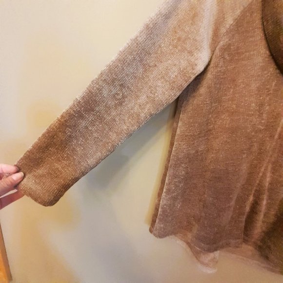 Sz S-M VELVET SOFT Blanket cozy SOFT WORKS Tan Cowl Neck Sweater - Picture 2 of 7